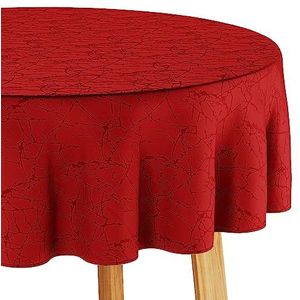 Filumi Tafelkleed, 150 x 150 cm, rond, rood, afwasbaar, voor binnen en buiten, marmerpatroon Manil