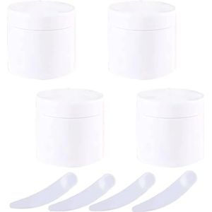 Cosmetische potten, 4 stuks, lege witte plastic cosmetische potten van 100 g met schroefdeksel, binnenvoering, 100 ml container for lotionscrème