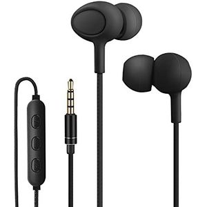 Yiwiso Slaapoortelefoon, comfortabele bedrade oordopjes voor kleine gehoorgang zijslaper, geluidsisolerend, in-ear hoofdtelefoon met microfoon om te slapen, snurken, luchtreizen, ontspanning, zwart