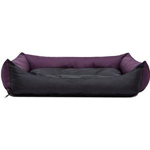 Hondenbed, hondenkussen, dierenbed, hondenmand, slaapplaats, hondensofa voor kleine en grote honden, afneembare en afwasbaar, eco, 62 x 43 x 15 cm [maat: L] - violet met zwart