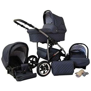 ChillyKids Graphit Kinderwagen, 3-in-1 2-in-1, complete set met autostoel, Q-bus, 12 kleuren, zonder babyzitje