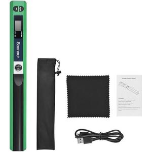 Draagbare documentscanner, Draagbare draagbare draadloze scanner, A4-formaat 900DPI JPG/PDF-formaat LCD-scherm Type-C-interface met beschermende tas voor desktop/laptop, reisvriendelijke scanner(Verde