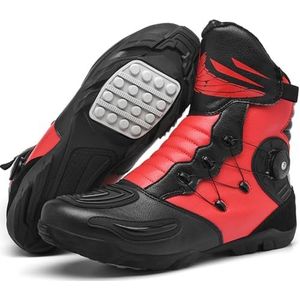 Hiuzylqx Leren motorschoenen voor heren, waterdichte straatcrosslaarzen, casual ademend, antislipzool, enkelondersteuning en schakelpad,B,37 EU