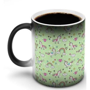 Patronen van Eenhoorns Aanpassen Magic Warmte Veranderende Mok Keramische Cup Koffie Mokken Warmtegevoelige Grappige Gift