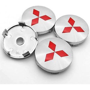 4 stuks naafdoppen voor Mitsubishi ASX Ralliart Outlander Lancer Pajero Eclipse Galant 60mm naafdoppen naafdoppen stickers vervangende naafdoppen