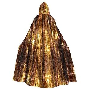 DEXNEL Gouden Pailletten Sparkle 59 inch Hooded Cape Unisex Halloween Mantel Voor Duivel Heks Tovenaar Halloween Cosplay, Dress Up