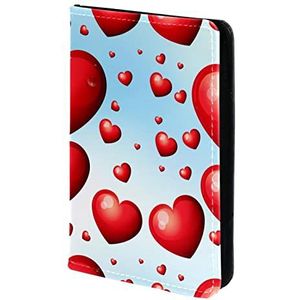Valentijnsdag Red Love Heart Sky Paspoorthouder, paspoorthoes, paspoort portemonnee, reizen Essentials, Meerkleurig, 11.5x16.5cm/4.5x6.5 in