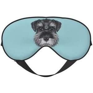 YFSGDLBN Schnauzer blauw bedrukt zacht oogmasker slaaphulp oogmasker verduisterend slaapmasker