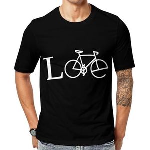 Love Bike Fiets Heren Grafisch T-shirt met korte mouwen Ronde hals Print Casual Tee Tops L