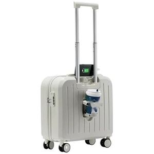 18 inch koffer boarding multifunctionele reiskoffer student wachtwoord trolley koffer rollende bagagetas (Color : White, Size : 18"")
