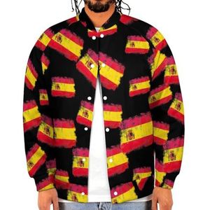 Grunge Vlag Spanje Grappige Mannen Baseball Jacket Gedrukt Jas Zachte Sweatshirt Voor Lente Herfst