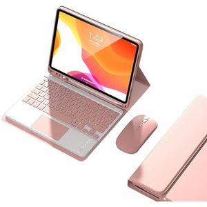 Toetsenbordhoes voor iPad (A16) 11e/10e generatie 2022/2025, Magnetisch Afneembaar Draadloos Toetsenbord, Ingebouwde Penhouder, Ultradunne Beschermhoes Met Bluetooth-Muis,Roze
