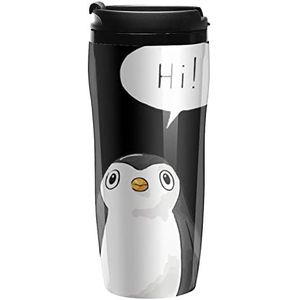 Pinguïn Hi Koffiekopjes Met Deksels Dubbele Muur Plastic Reizen Koffie Mok Verwijderbare Dranken Tumbler 350ml