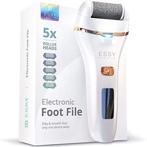 Essy Eeltverwijderaar, elektrische testwinnaar met 5 reserverollen, eeltverwijderaar, elektrische eeltverwijderaar, voetverzorgingsapparaat, pedicureset, elektronische voetverzorging, eeltvijl
