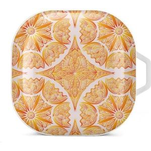 Gele windpatronen oordopjes hoesje compatibel met Samsung hard shell beschermhoes witte stijl