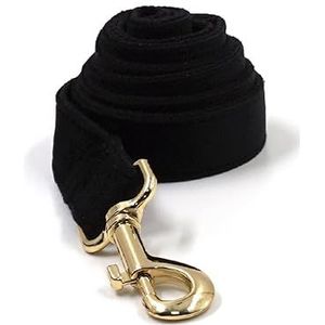 Zwart fluwelen hondentuigje, gepersonaliseerde duurzame halsband met goudkleurige metalen gespen, halsband en riem (kleur: riem, maat: M hals 42-48 cm)