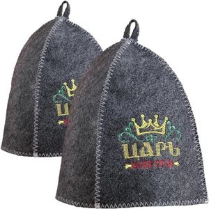 Set van 2 geborduurde badhuismutsen voor heren - wollen polyester mutsen voor Russisch bad en Finse sauna - voorkomt zonnesteek beschermt het haar - Perfect cadeau - вабор аоок нак ни ни ни