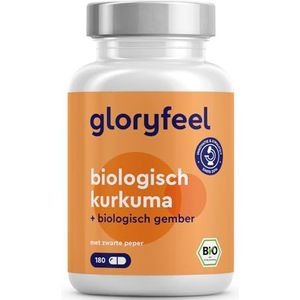 Biologische kurkuma & gember - 3.300 mg biologisch kurkumapoeder en 1.200 mg biologisch gemberpoeder per portie - 180 capsules met 102 mg biologische zwarte peper - 100% veganistisch