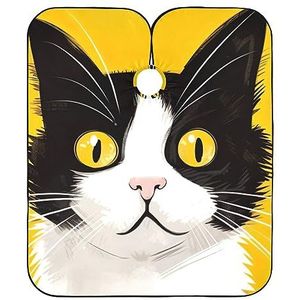 Salon Cape Zwart-Wit Leuke Kitty Op Gele Kapper Cape Unisex Haar Snijden Cape Premium Kapsel Cape Voor Kappers Herbruikbare Kapper Accessoires 140x168cm