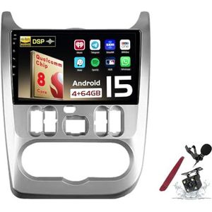 Android 15 Autoradio Sat Navi voor R-enault Logan (2009-2020) 9 Inch Touchscreen Multimedia Speler met Draadloze Carplay GPS Navigatie FM RDS Bluetooth 5G-WiFi SWC DSP,M100s