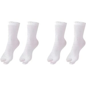 YIJIANUO 1-5Pcs Vrouwen/Mannen Unisex Sandaal Flip Flop Split Twee Tenen Sok Japanse Kimono Twee Vinger Sokken Deodorant Ademend Katoen Sokken, 2 Paar Wit, Eén maat