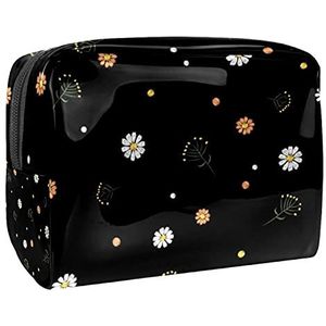 Rode Bloemen Bladeren Eiffeltoren Make-up Tas voor Portemonnee Draagbare Reizen Organizer Tas voor Toiletartikelen Schoonheid Tas voor Vrouwen