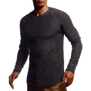 Leif Nelson - LN8129 - Trui - Antraciet - Lange Mouwen - Ronde Hals