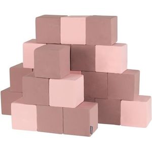 KiddyMoon Foam Blokjes Voor Baby Zachte Blokken 24 Stuks Foam Speelgoed Montessori Speelgoed Met Foam En Veel Plezier Voor Kinderen, Blokken: Erika-Roze