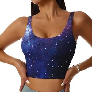 Blauw & Paars Galaxy Print Casual Wear Vrouwen Sport Vest Yoga Vest Workout Vest Voor Vrouwen Lichtgewicht Trendy, Zwart, S