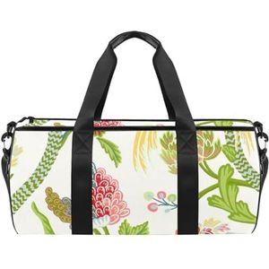 Abstracte Bloemen en Bladeren Sport Gym Bag Fitness Workout Plunjezak Reistas Tote Handtas Apparatuur Tas voor Vrouwen Mannen, Meerkleurig, 17.7x9x9 inches