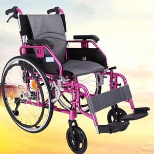 PA-DABAOO - Opvouwbare Transportrolstoel - Roze - Lichtgewicht Aluminium Legering