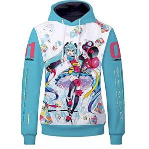 Harajuku Anime Hatsune Miku Hoodie Miku Lange Mouw Pullover Vocaloid Hatsune Miku Sweatshirt met extra grote zak