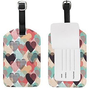 ALAZA Abstracte kleurrijke hart-Valentijnsdag bagage merk PU lederen tas dag reiskoffer ID identificatie-bagagesticker