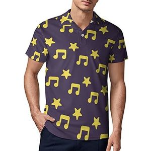 Yellow Music And Star Heren Golf Polo-Shirt Zomer Korte Mouw T-Shirt Casual Sneldrogende Tees 2XL