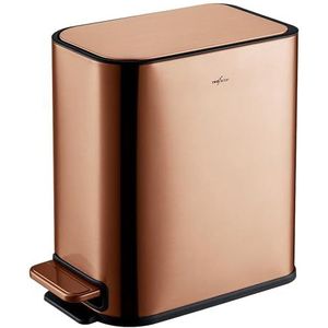 RedFactor Kleine pedaalemmer, dun, 5 l, van roestvrij staal, deksel met zachte sluiting en uitneembare binnenemmer voor badkamer, keuken of kantoor (koper)