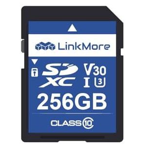 LinkMore 256 GB SD-kaart camera, SDXC-kaart XV13, UHS-I, U3, V30, klasse 10, geheugenkaart camera, leessnelheid tot 98 MB/s, schrijfsnelheid tot 75 MB/s SD-geheugenkaart