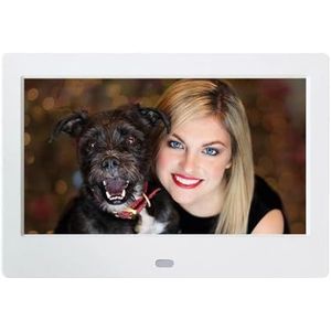 7 Inch LED Digitale Fotolijst Stereo Audio-uitgang HD Elektronische Frame Album Wekker MP3 MP4 Filmspeler 800x480 Met Afstandsbediening Eenvoudig Delen Momenten(White)