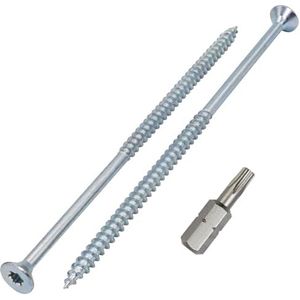 SKIR'CO (20 stuks) Verzinkte stalen houtschroeven 5,0 x 120 mm, Torx verzonken kopschroeven, spaanplaatschroeven, gedeeltelijk schroefdraad
