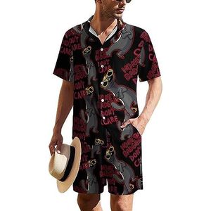 Honey-Badger Don T Care Hawaïaans pak voor heren, 2-delige strandoutfit, shirt en korte broek, bijpassende set
