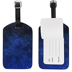 ALAZA Blauwe helling Galaxy ster Nebula Luggage Tag PU lederen tas dag reiskoffer ID identificatie-bagagesticker