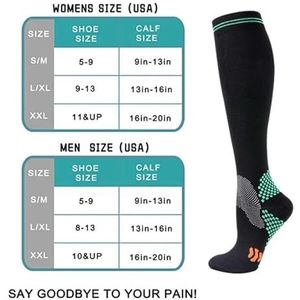 VCODWCSJO 5 paar compressiekousen hardlopen voetbal mannen fitness natuurlijk wandelen 20-30mmhg sportsokken dames -33411-L XL