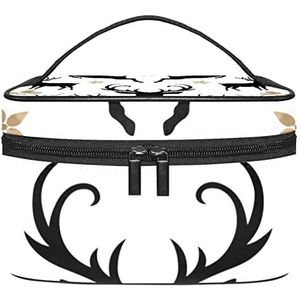 Make-up Organizer Bag, Reizen Make-up Tas Organizer Case Draagbare Cosmetische Tas voor Vrouwen en Meisjes Toiletries Bloemen Met Zwarte Regendieren-01, Meerkleurig, 22.5x15x13.8cm/8.9x5.9x5.4in