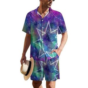 Constellation Galaxy Print Hawaiiaanse pak voor heren, set van 2 stuks, strandoutfit, shirt en korte broek, bijpassende set