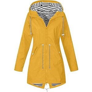 Regenjas voor dames, waterdicht, ademend, met capuchon, winddicht, middellange regenjas, winterjas, outdoor, top, jas, overgangsjas voor dames, zwart, outdoor windbreaker, geel, 4XL,