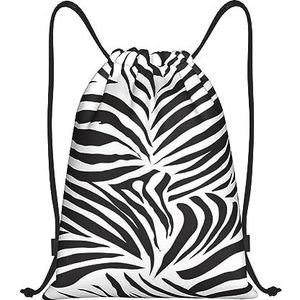 BTCOWZRV Trekkoord Rugzak Zebra Print Print Waterdichte String Bag Verstelbare Gym Sport Sackpack, Zwart, Medium