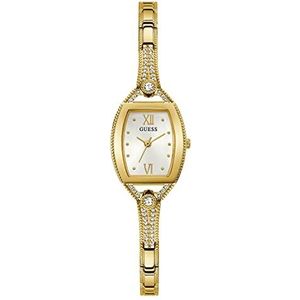 GUESS 22mm roestvrij staal vierkant horloge met stokbrood kristallen, Goud-tone/Wit, Eén maat, armband