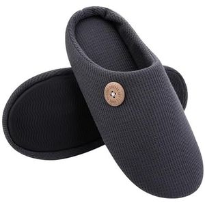 Warme katoenen pantoffels for dames, pluizige huisbontpantoffels for binnen, platte schoenen die zachte pantoffels dweilen (Color : Dark grey, Size : 42-43(10-10.2inch))