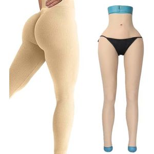 Adima Volledige siliconen enkelhoge slipjes, kunstmatige heuplifter, verbeterende broek, camoufleert, nep vagina slip voor cosplay,Bruin,Basic