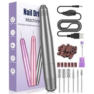 Elektrische nagelvijl, 6-in-1, professionele nagelvijl, 20.000 omw/min, instelbare snelheid, USB, veilig, veilig, veilig, elektrisch, geluidsarm, voor salon, doe-het-zelf, vrouwen, meisjes, beginners