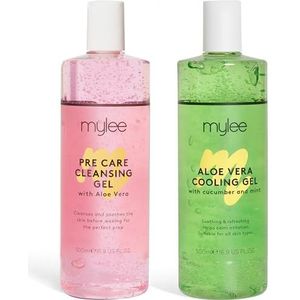 MYLEE Pre & After Care Kit met Aloë Vera Gel (2x500ml), Pre-care Reinigingsgel + Kalmerende Aloë Vera Verkoelende Gel, Voor en Na Wax Set, Huidreiniger voor Alle Huidtypes